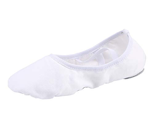 Womens Canvas Ballet Dance Shoes Elastic Band Dance Slippers Belly Flat with Split Sole