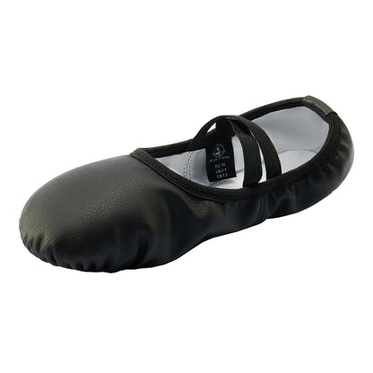 Womens PU Leather Ballet Dance Flat Shoes Split-Sole Belly Slippers Gymnastics Yoga Shoes