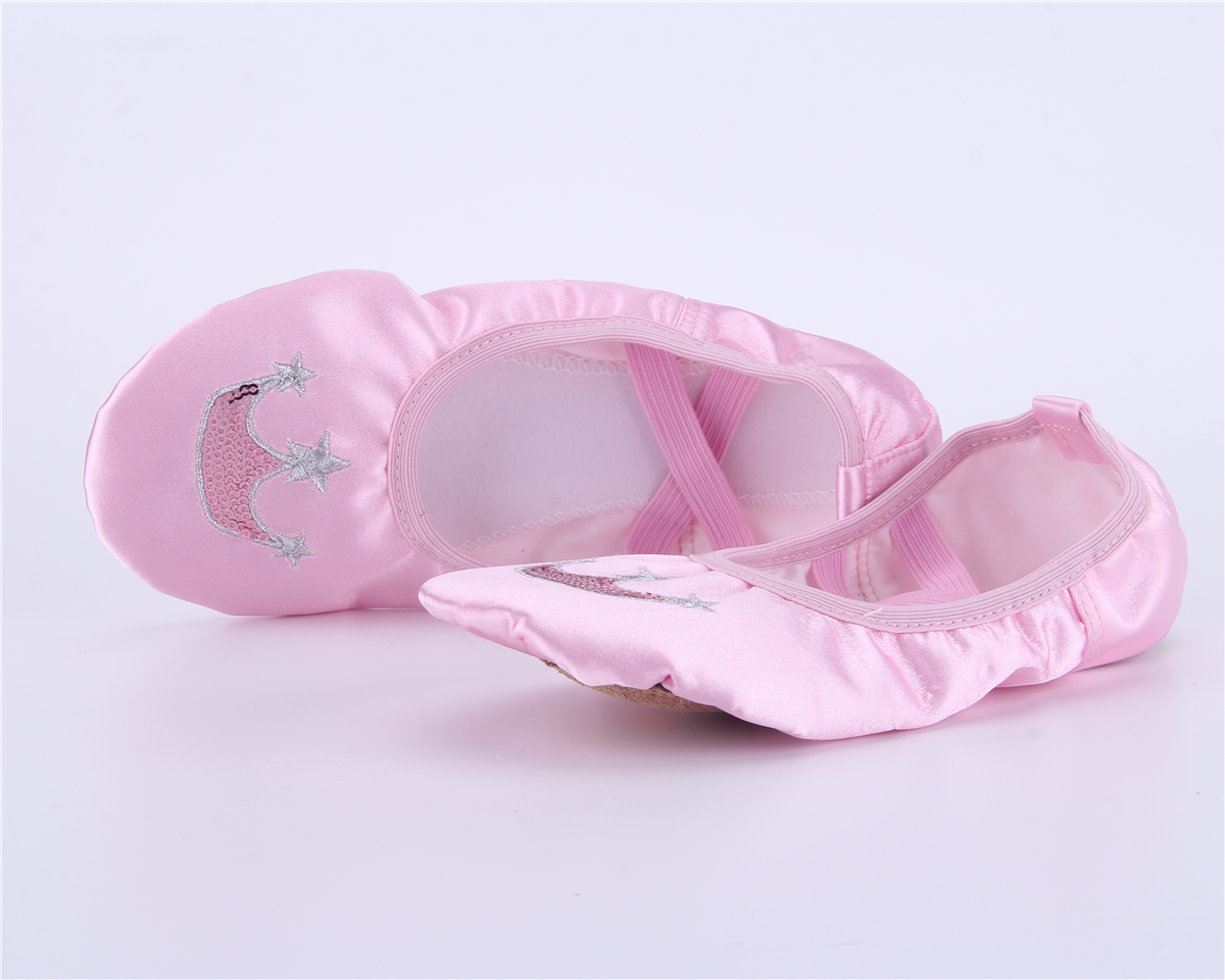 Girls Split Sole Pink Satin Ballet Slippers Ballerina Dance Slippers for Toddlers Kids