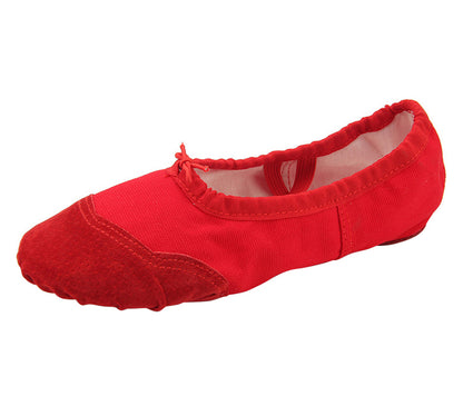 Womens Canvas Ballet Slippers Dance Shoes Split Sole Leather Toe Ballroom Belly Yoga Shoes