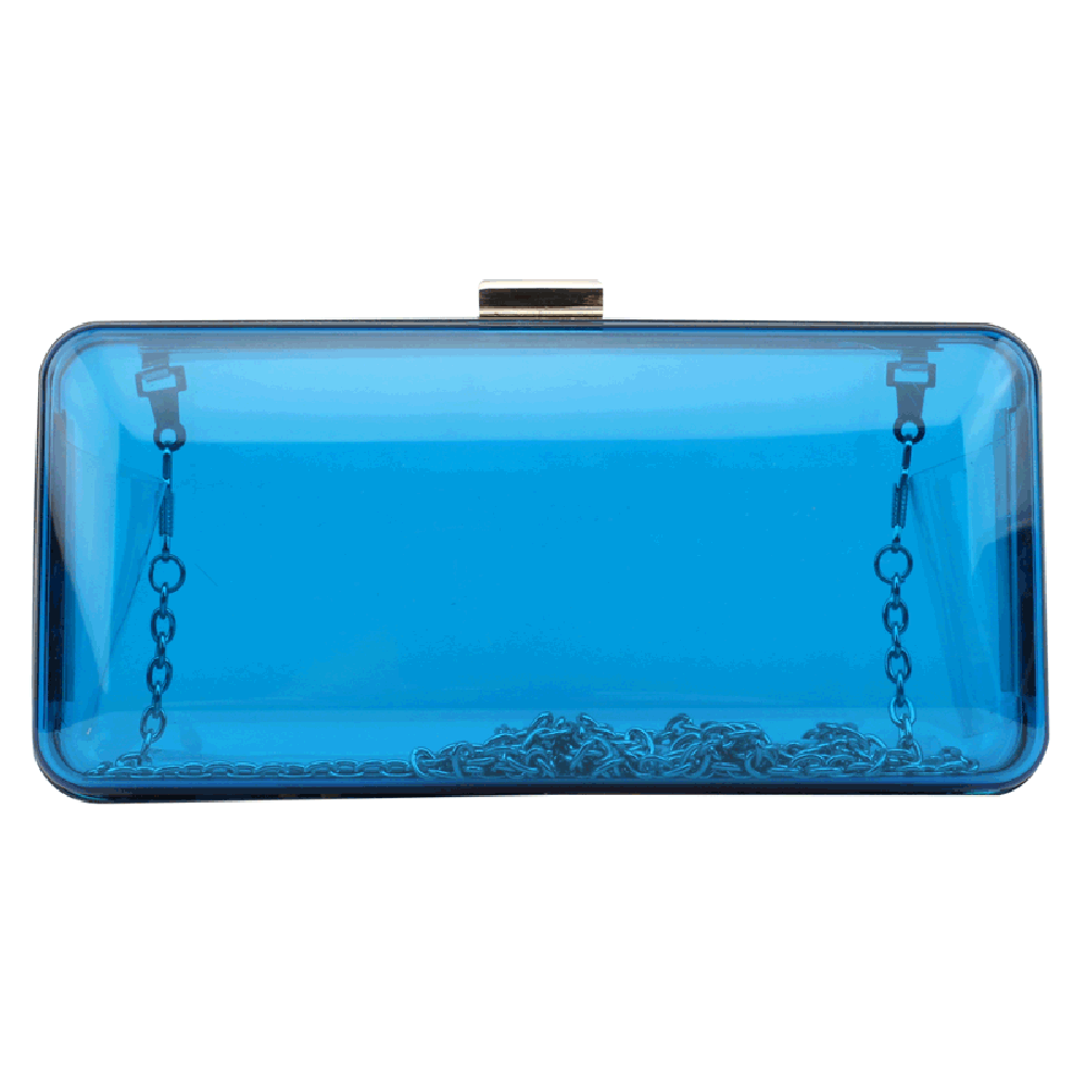 Womens See Through Acrylic Evening Clutch Candy Color Transparent Prom Hardbox Purse with Chain