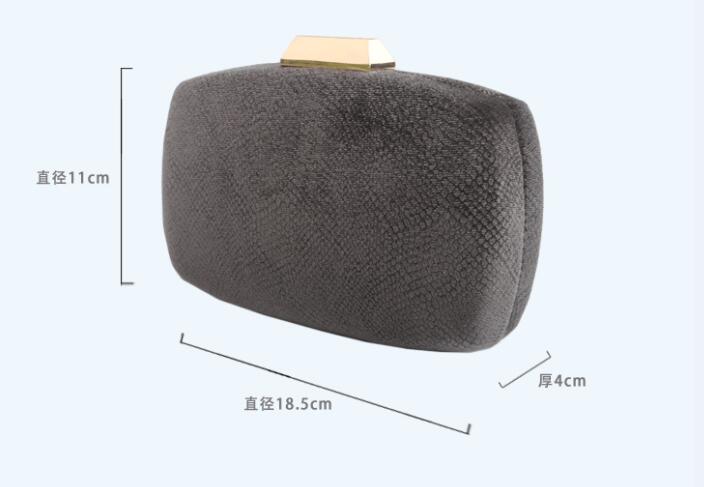 Womens Solid Color Embossed Velvet Evening Clutch Hardbox Formal Handbag Purse