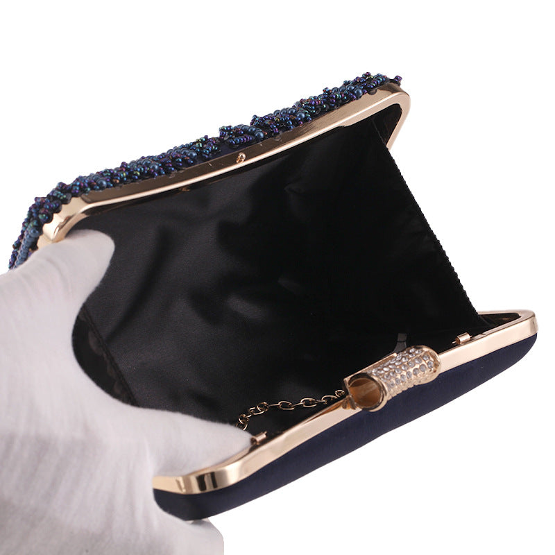 Womens Vintage Jewels Beaded Evening Clutch Bag Formal Wedding Party Handbag Purse