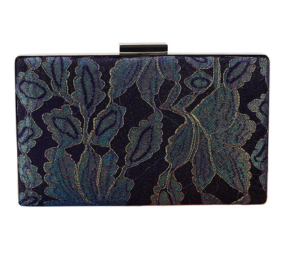 Womens Vintage Evening Clucth Leaf Embroidered Satin Prom Dinner Clutch Bag Wedding Formal Purse