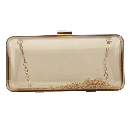 Womens See Through Acrylic Evening Clutch Candy Color Transparent Prom Hardbox Purse with Chain