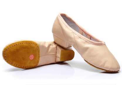 Womens Low-Heeled Leather Ballet Shoes Soft-Soled Belly Teachers Dance Shoes