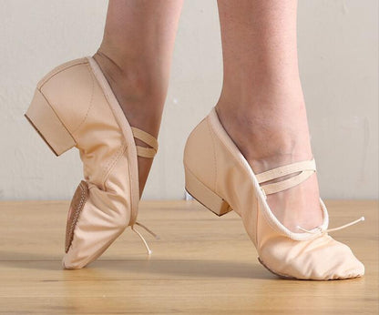 Womens Low-Heeled Leather Ballet Shoes Soft-Soled Belly Teachers Dance Shoes