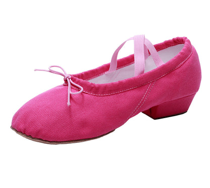 Womens Canvas Ballet Teachers Shoes Soft-Soled Low-Heeled Belly Dance Shoes