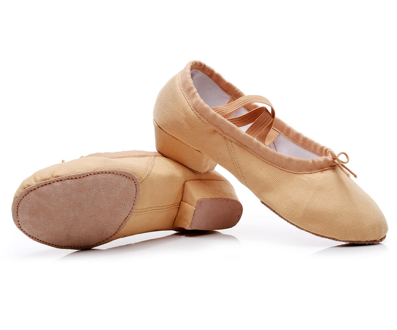 Womens Canvas Ballet Teachers Shoes Soft-Soled Low-Heeled Belly Dance Shoes