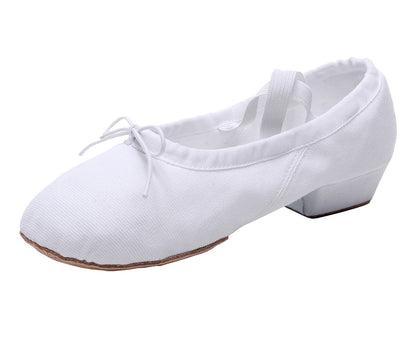 Womens Canvas Ballet Teachers Shoes Soft-Soled Low-Heeled Belly Dance Shoes