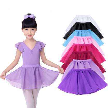 Girls Kids Chiffon Ballet Dance Skirt Dress with Elastic Band Waist  Pull-on Training Skirt