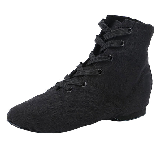 Womens Canvas Over The Ankle Jazz Dance Boots Lace-up Ballroom Modern Dance Shoes