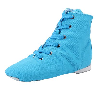 Womens Canvas Over The Ankle Jazz Dance Boots Lace-up Ballroom Modern Dance Shoes