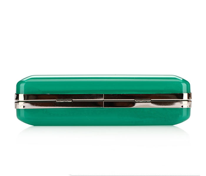 Womens See Through Acrylic Evening Clutch Candy Color Transparent Prom Hardbox Purse with Chain