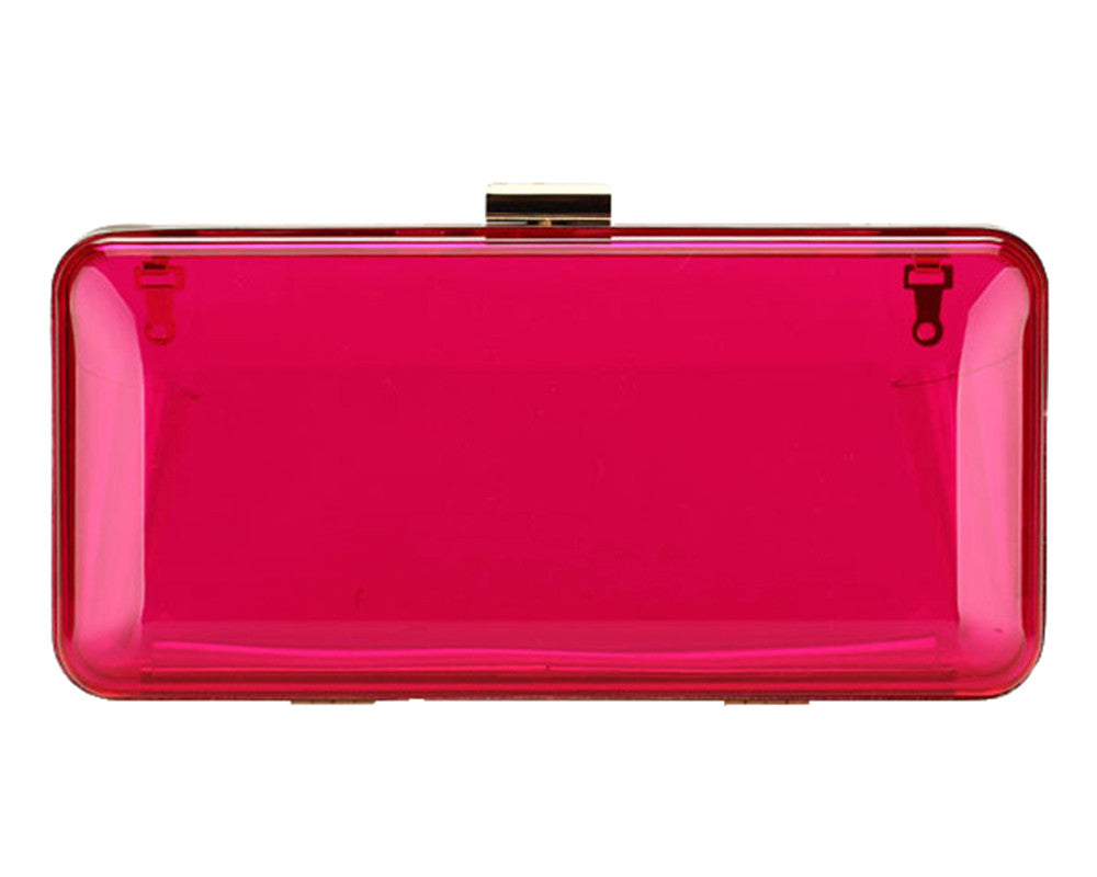 Womens See Through Acrylic Evening Clutch Candy Color Transparent Prom Hardbox Purse with Chain