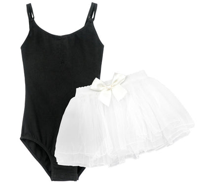 Girls Camisole Cotton Ballet Dance Leotards Skirt Set Snap Crotch Ballroom Dancewear