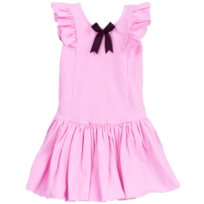 Girls Skirted Ballet Leotard Ruffled Shoulder Cotton Snap Crotch Dance Dress