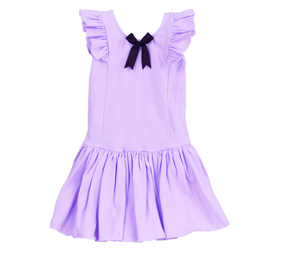 Girls Skirted Ballet Leotard Ruffled Shoulder Cotton Snap Crotch Dance Dress