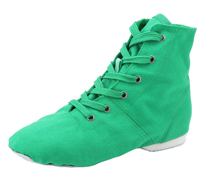 Womens Canvas Over The Ankle Jazz Dance Boots Lace-up Ballroom Modern Dance Shoes