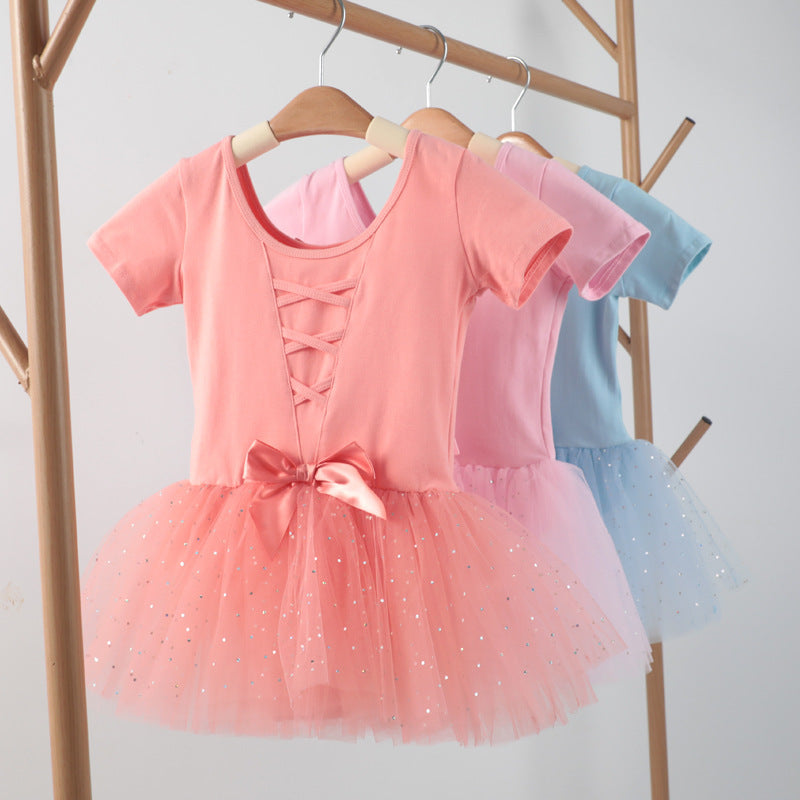 Girls Sparkle Ballet Dance Dress Tutu Skirt Leotard Glitter Ballerina Outfit Activewear Cloth