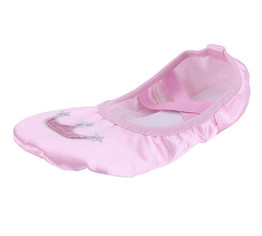 Girls Split Sole Pink Satin Ballet Slippers Ballerina Dance Slippers for Toddlers Kids