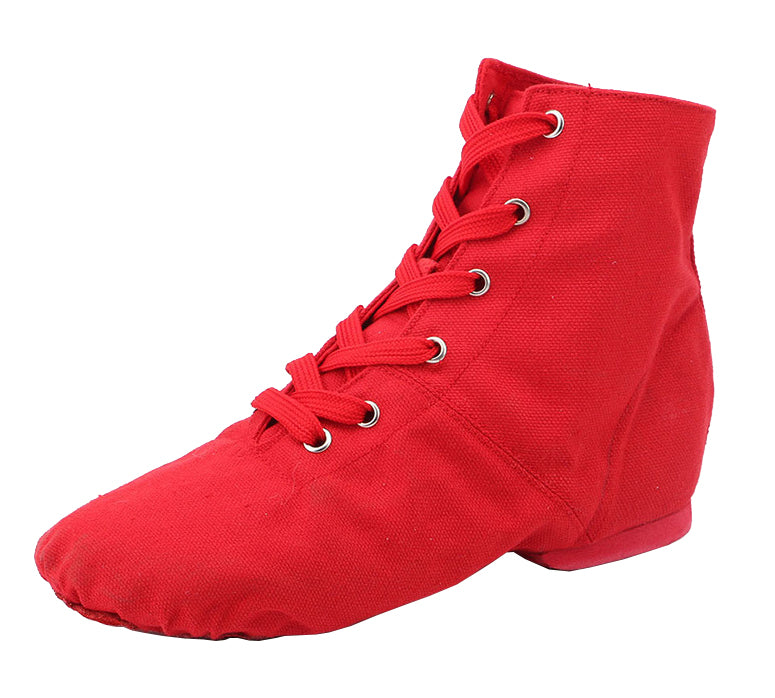 Kids Classic Canvas Over The Ankle Jazz Shoes Lace-up Ballroom Dance Boots