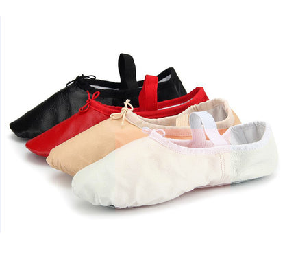 Womens Single Band Leather Ballet Dance Slippers Full Sole Ballroom Belly Shoes