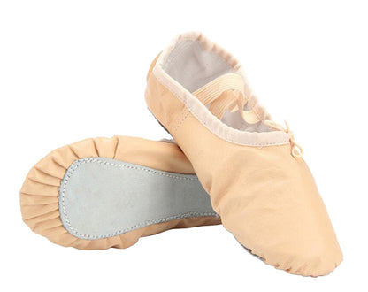 Womens Single Band Leather Ballet Dance Slippers Full Sole Ballroom Belly Shoes