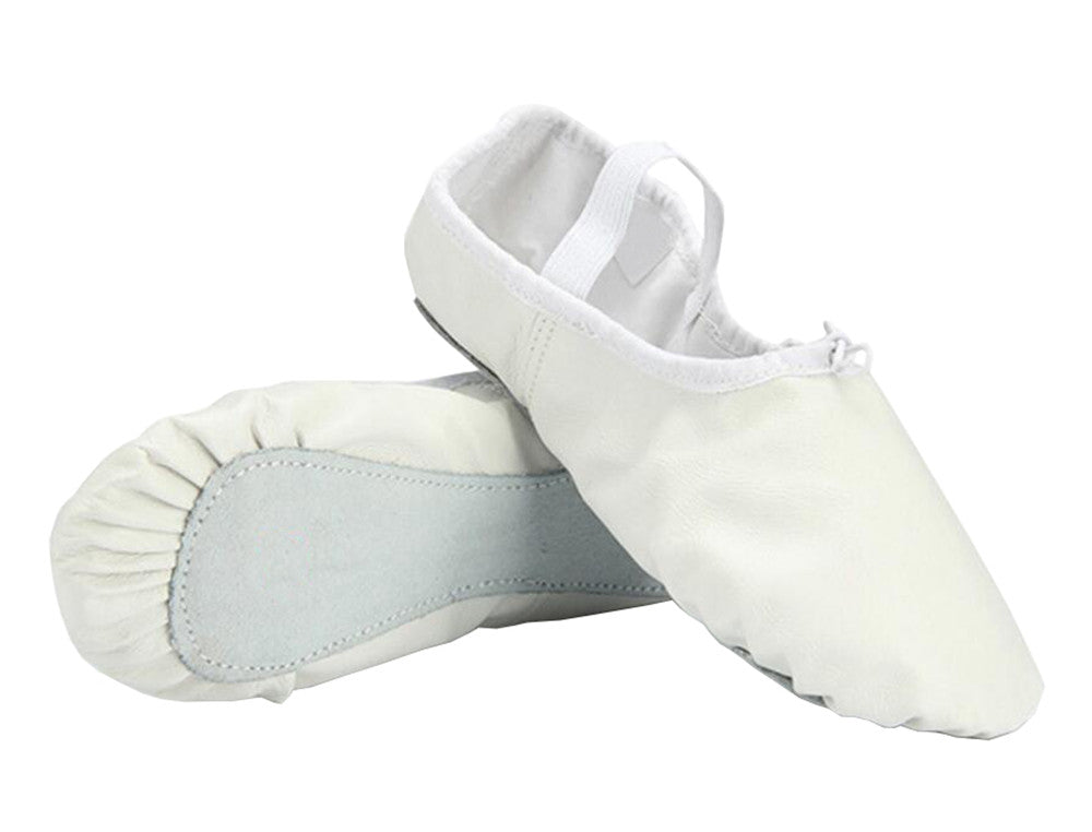 Womens Single Band Leather Ballet Dance Slippers Full Sole Ballroom Belly Shoes