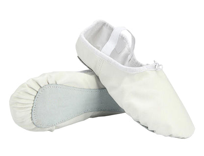 Womens Single Band Leather Ballet Dance Slippers Full Sole Ballroom Belly Shoes